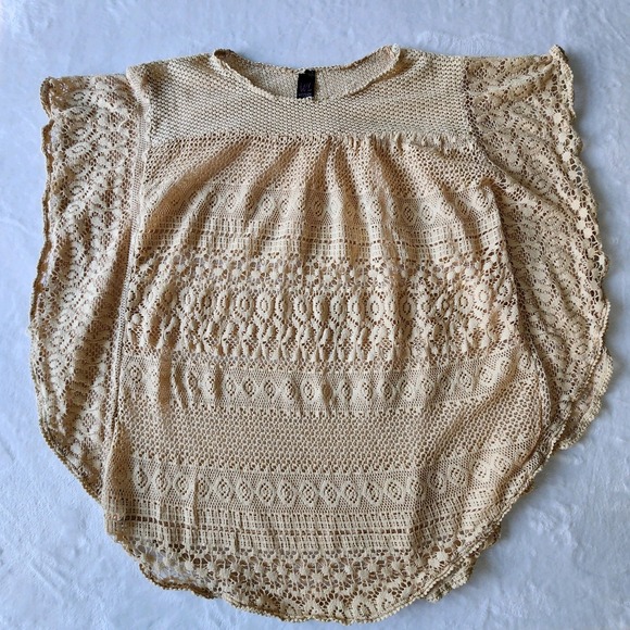 Crochet‎ Tunic Womens Large BOHO Cottage Country Hippy Festival Cotton Ercu - Picture 7 of 13